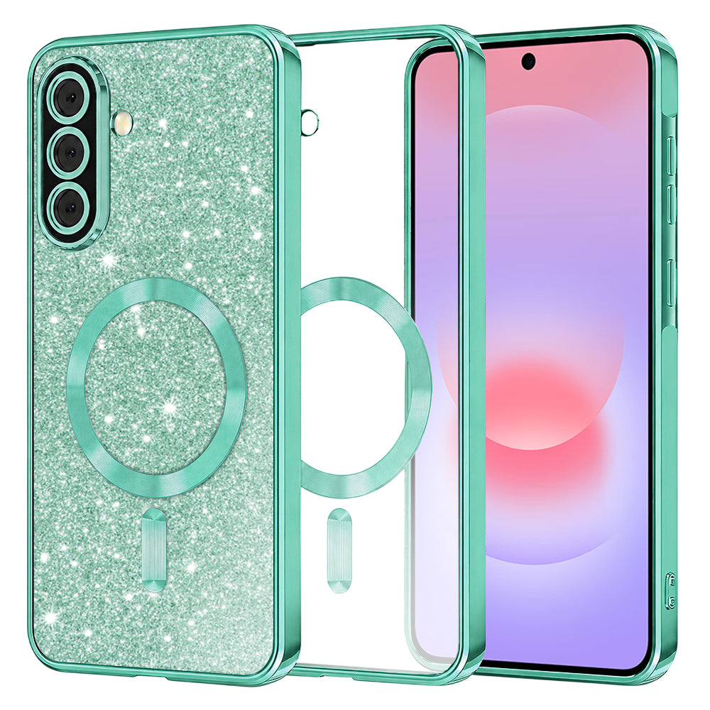 Capa MagSafe para Samsung Galaxy A37 5G, Techsuit, Luxury Glitter, Verde Claro