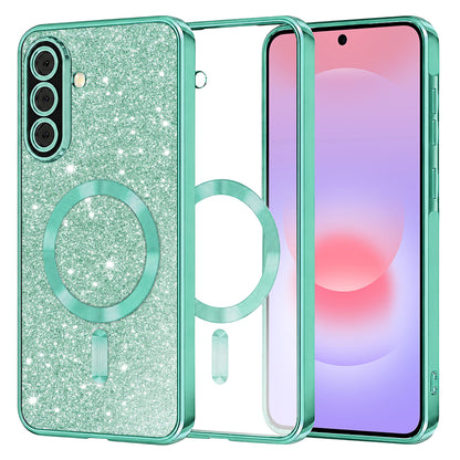 Capa MagSafe para Samsung Galaxy A37 5G, Techsuit, Luxury Glitter, Verde Claro