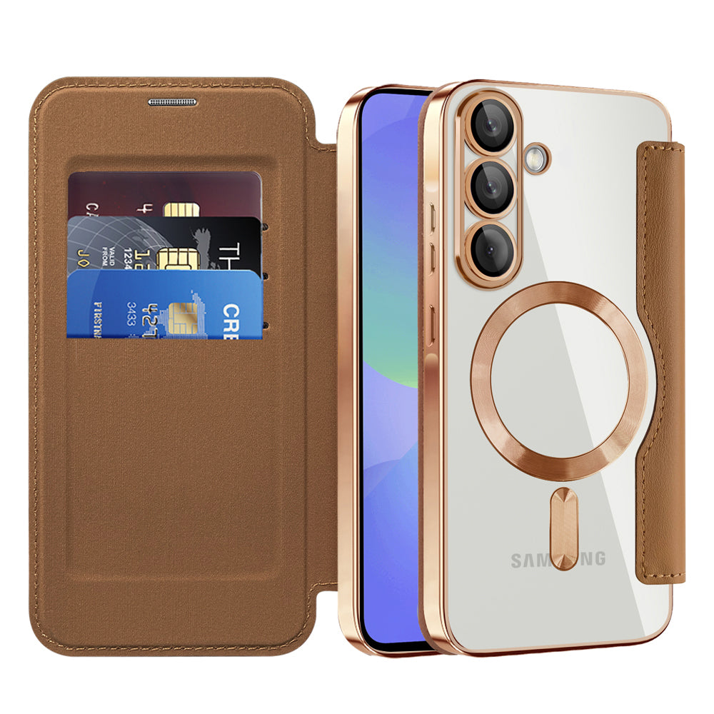 Capa MagSafe para Samsung Galaxy A37 5G, Techsuit, SmartMag Book, Castanho