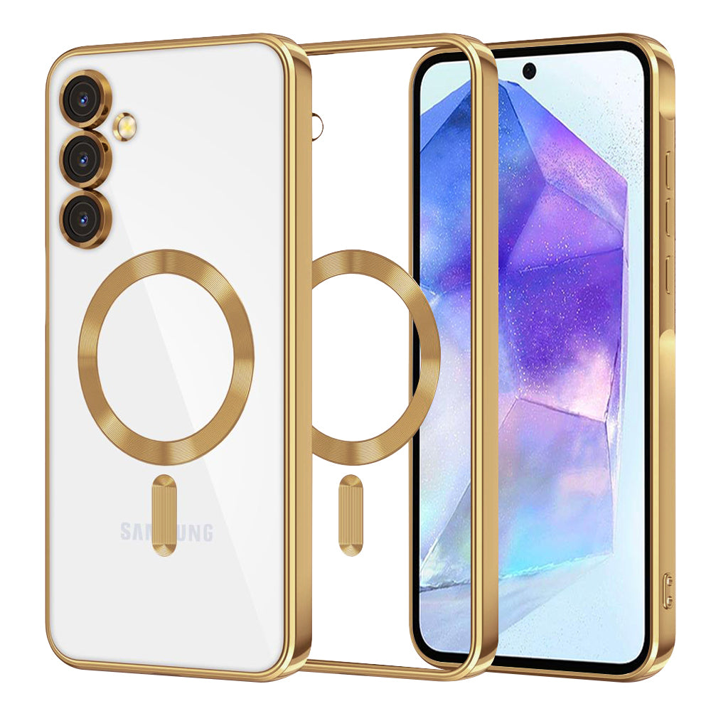 Capa MagSafe para Samsung Galaxy A55 5G A556, Techsuit, Luxury Crystal, Dourada