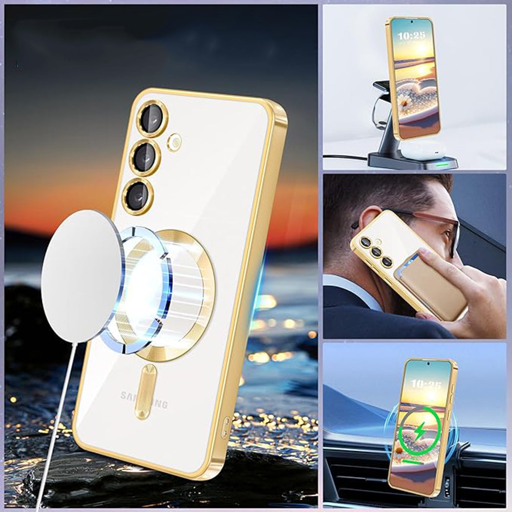 Capa MagSafe para Samsung Galaxy A55 5G A556, Techsuit, Luxury Crystal, Rosa