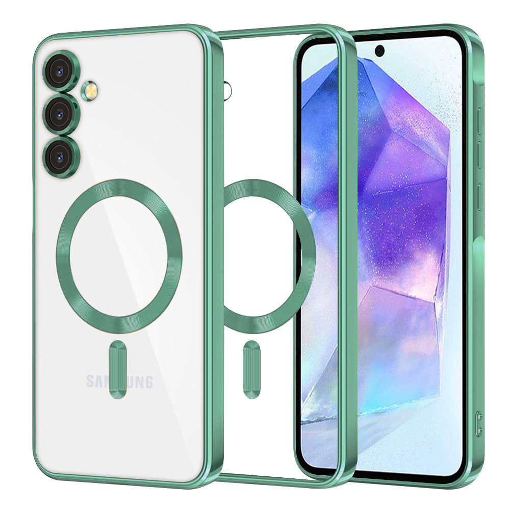 Capa MagSafe para Samsung Galaxy A55 5G A556, Techsuit, Luxury Crystal, Verde Claro