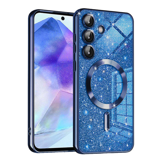 Capa MagSafe para Samsung Galaxy A55 5G A556, Techsuit, Luxury Glitter, Azul Escuro