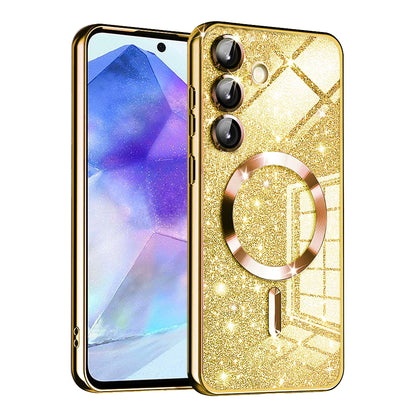 MagSafe Case for Samsung Galaxy A55 5G A556, Techsuit, Luxury Glitter, Gold