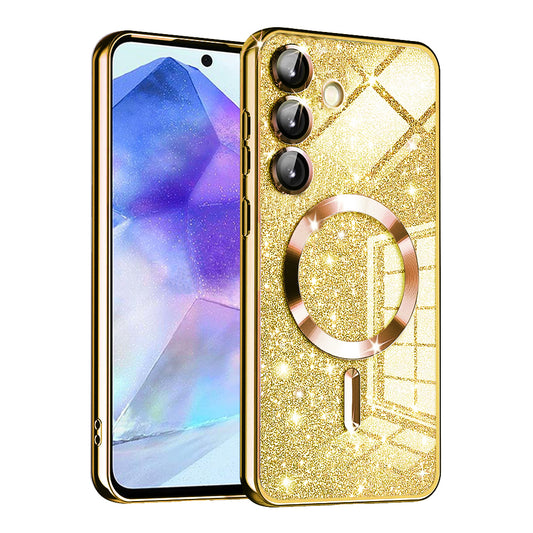 Capa MagSafe para Samsung Galaxy A55 5G A556, Techsuit, Luxury Glitter, Dourada