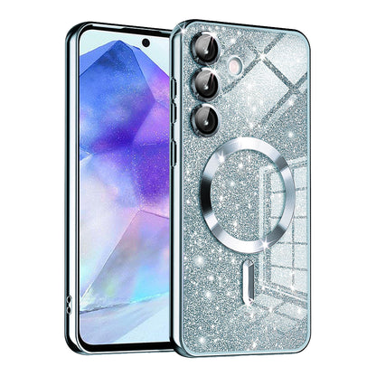 Capa MagSafe para Samsung Galaxy A55 5G A556, Techsuit, Luxury Glitter, Azul