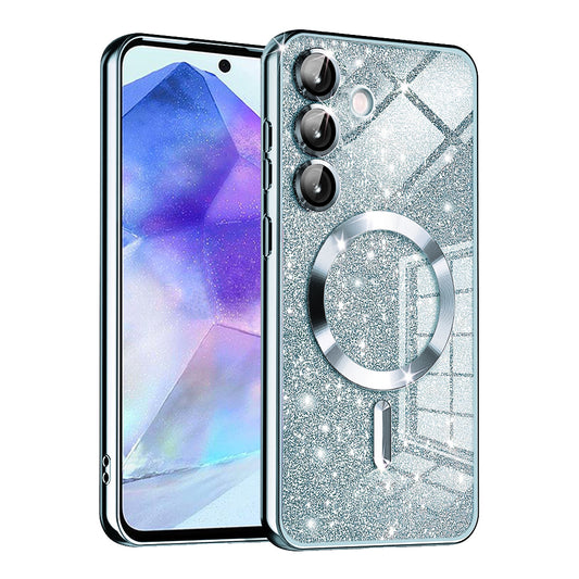 Capa MagSafe para Samsung Galaxy A55 5G A556, Techsuit, Luxury Glitter, Azul