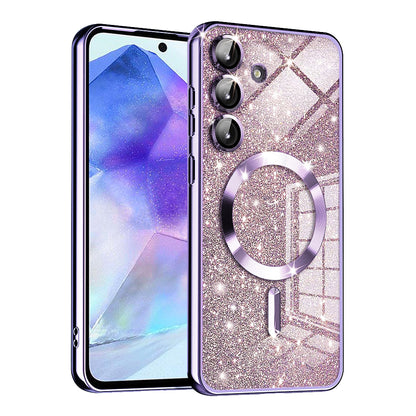 Capa MagSafe para Samsung Galaxy A55 5G A556, Techsuit, Luxury Glitter, Roxo Claro
