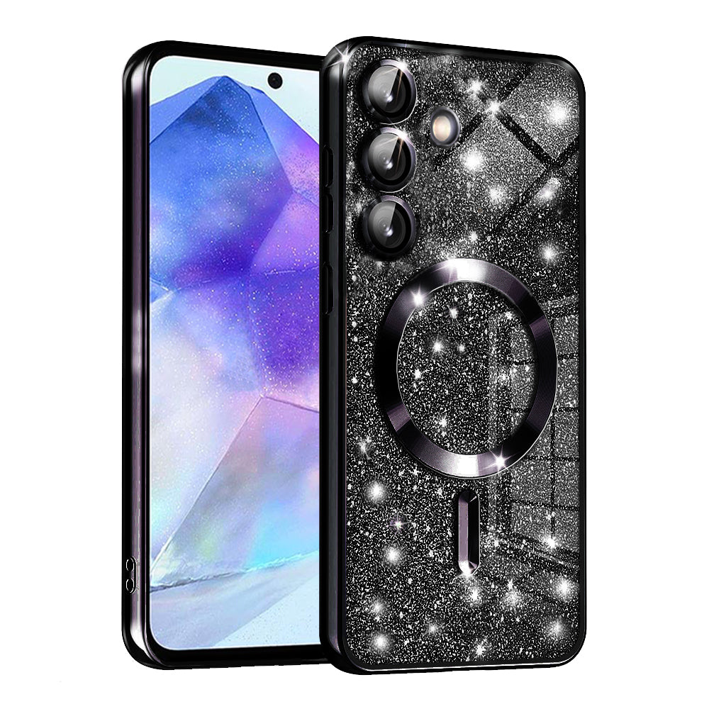 Capa MagSafe para Samsung Galaxy A55 5G A556, Techsuit, Luxury Glitter, Preta