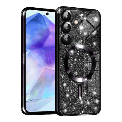 Capa MagSafe para Samsung Galaxy A55 5G A556, Techsuit, Luxury Glitter, Preta