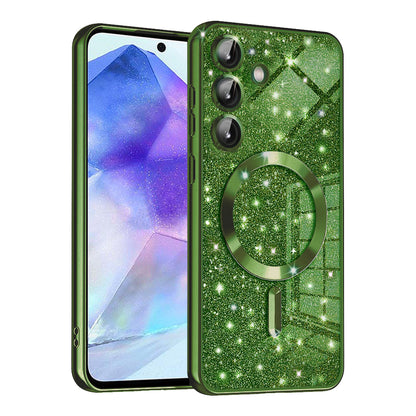 Capa MagSafe para Samsung Galaxy A55 5G A556, Techsuit, Luxury Glitter, Verde Escuro