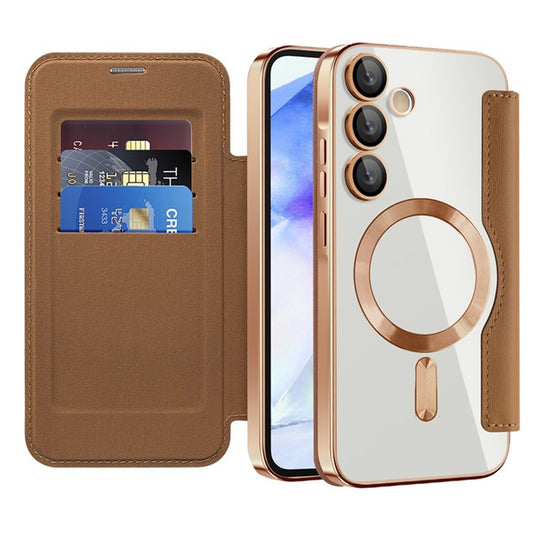 Capa MagSafe para Samsung Galaxy A55 5G A556, Techsuit, SmartMag Book, Castanha