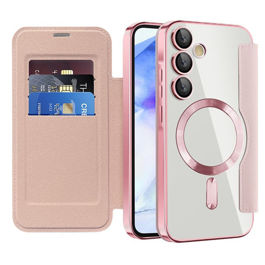 Capa MagSafe para Samsung Galaxy A55 5G A556, Techsuit, SmartMag Book, Rosa
