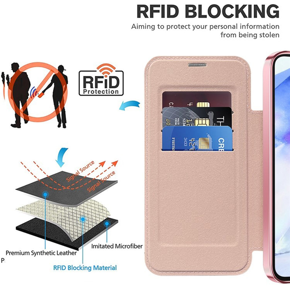 Capa MagSafe para Samsung Galaxy A55 5G A556, Techsuit, SmartMag Book, Rosa