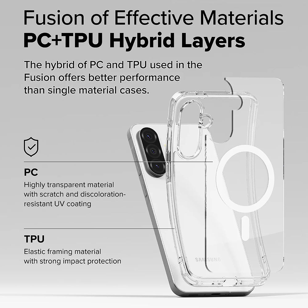Capa MagSafe para Samsung Galaxy A56 A566 / A36 A366, Ringke, Fusion, Transparente