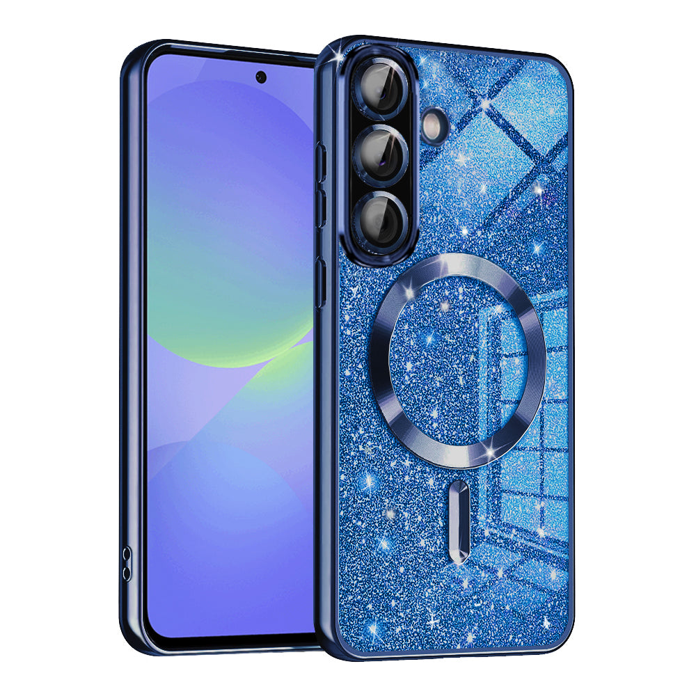 Capa MagSafe para Samsung Galaxy A56 A566 / A36 A366, Techsuit, Luxury Glitter, Azul Escuro