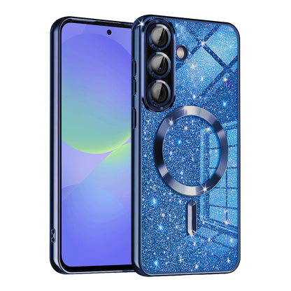 Capa MagSafe para Samsung Galaxy A56 A566 / A36 A366, Techsuit, Luxury Glitter, Azul Escuro