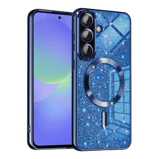 Capa MagSafe para Samsung Galaxy A56 A566 / A36 A366, Techsuit, Luxury Glitter, Azul Escuro