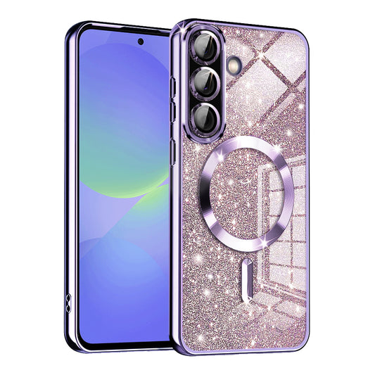 Capa MagSafe para Samsung Galaxy A56 A566 / A36 A366, Techsuit, Luxury Glitter, Roxo Claro
