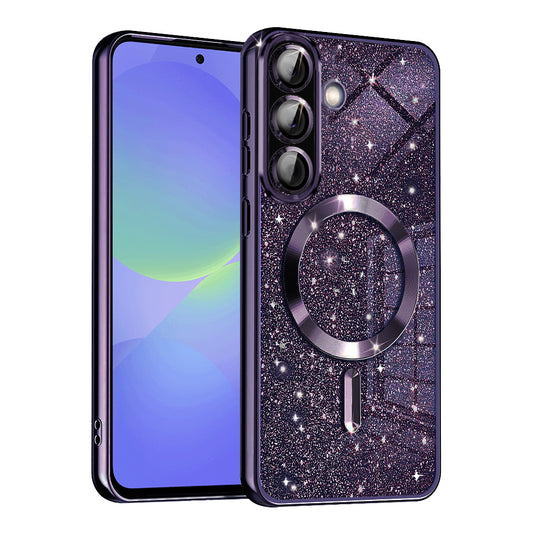 Capa MagSafe para Samsung Galaxy A56 A566 / A36 A366, Techsuit, Luxury Glitter, Roxo Escuro