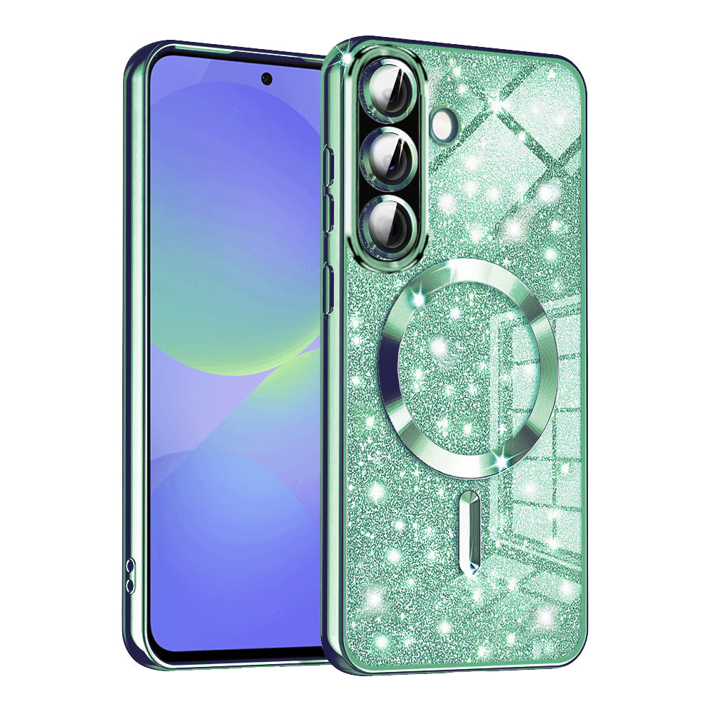 Capa MagSafe para Samsung Galaxy A56 A566 / A36 A366, Techsuit, Luxury Glitter, Verde Claro