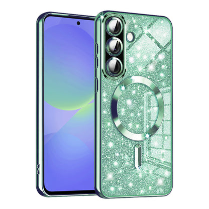 Capa MagSafe para Samsung Galaxy A56 A566 / A36 A366, Techsuit, Luxury Glitter, Verde Claro