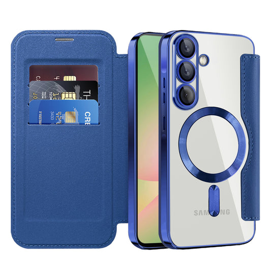MagSafe Case for Samsung Galaxy A56 A566, Techsuit, SmartMag Book, Blue