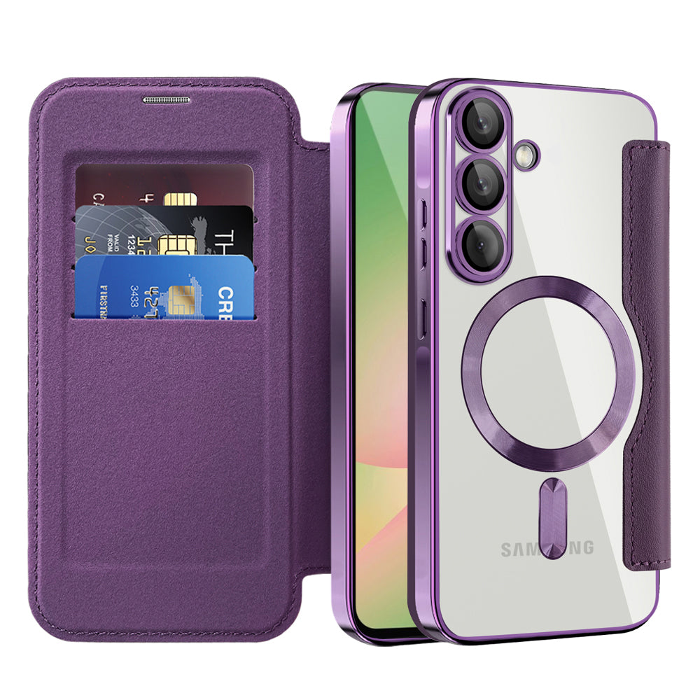 Capa MagSafe para Samsung Galaxy A56 A566, Techsuit, SmartMag Book, Roxo