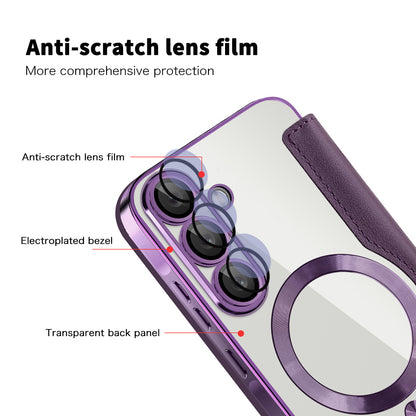 Capa MagSafe para Samsung Galaxy A56 A566, Techsuit, SmartMag Book, Roxo