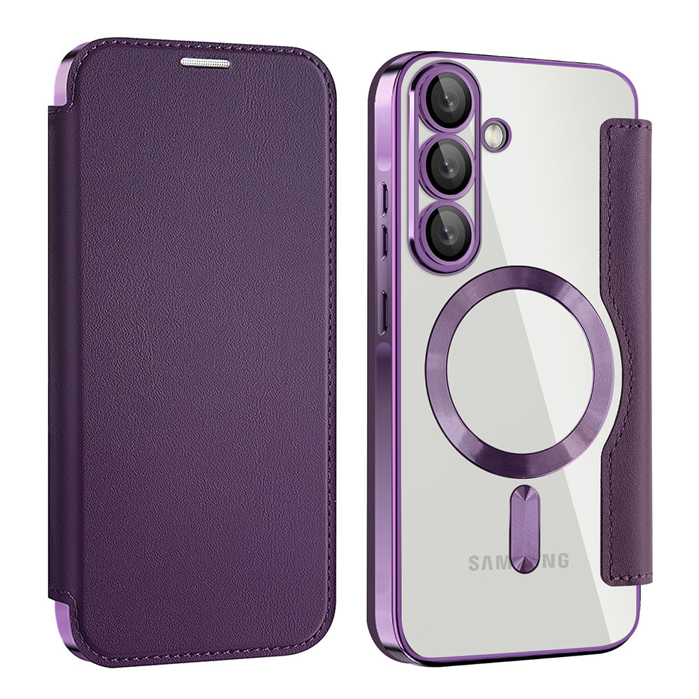 Capa MagSafe para Samsung Galaxy A56 A566, Techsuit, SmartMag Book, Roxo
