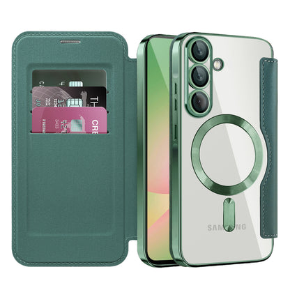 Capa MagSafe para Samsung Galaxy A56 A566, Techsuit, SmartMag Book, Verde