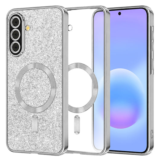 Capa MagSafe para Samsung Galaxy A57 5G, Techsuit, Luxury Glitter, Prateada