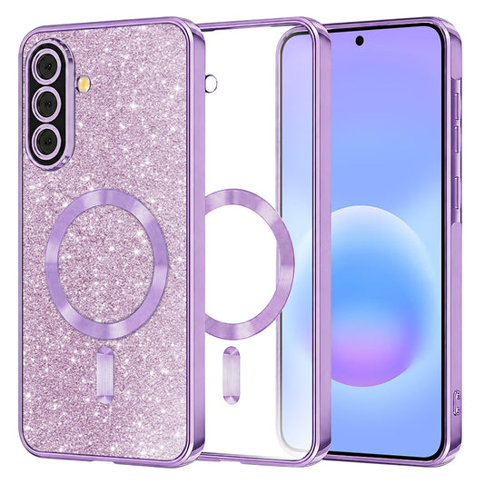 Capa MagSafe para Samsung Galaxy A57 5G, Techsuit, Luxury Glitter, Roxo Claro
