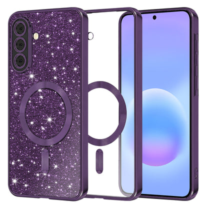 Capa MagSafe para Samsung Galaxy A57 5G, Techsuit, Luxury Glitter, Roxo Escuro