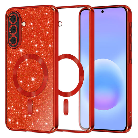 Capa MagSafe para Samsung Galaxy A57 5G, Techsuit, Luxury Glitter, Vermelha