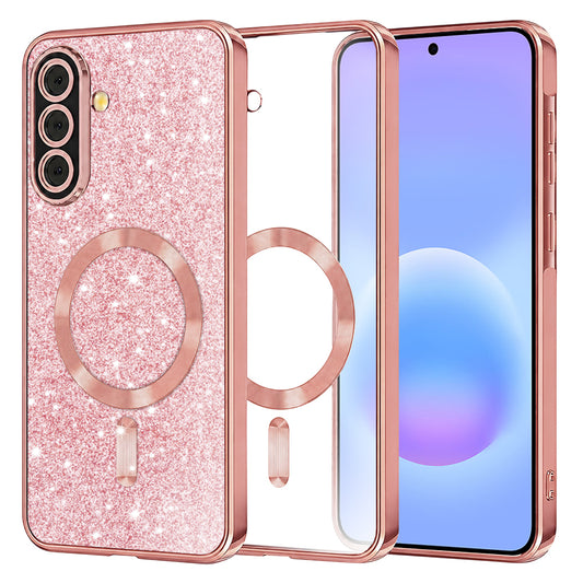 Capa MagSafe para Samsung Galaxy A57 5G, Techsuit, Luxury Glitter, Rosa Dourado