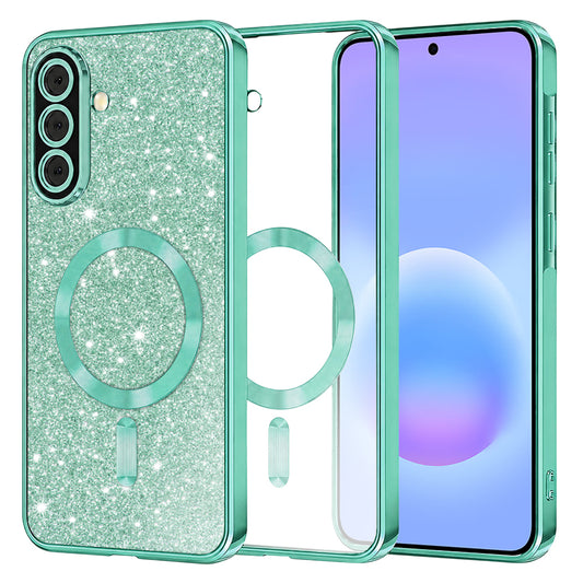 Capa MagSafe para Samsung Galaxy A57 5G, Techsuit, Luxury Glitter, Verde Claro