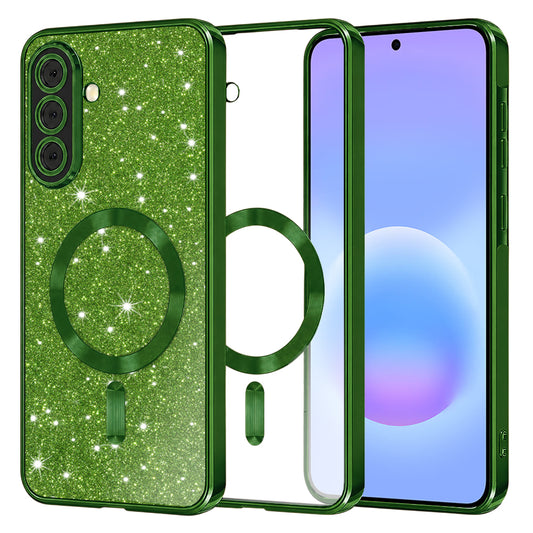 Capa MagSafe para Samsung Galaxy A57 5G, Techsuit, Luxury Glitter, Verde Escuro