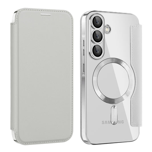 Capa MagSafe para Samsung Galaxy A57 5G, Techsuit, SmartMag Book, Cinzento