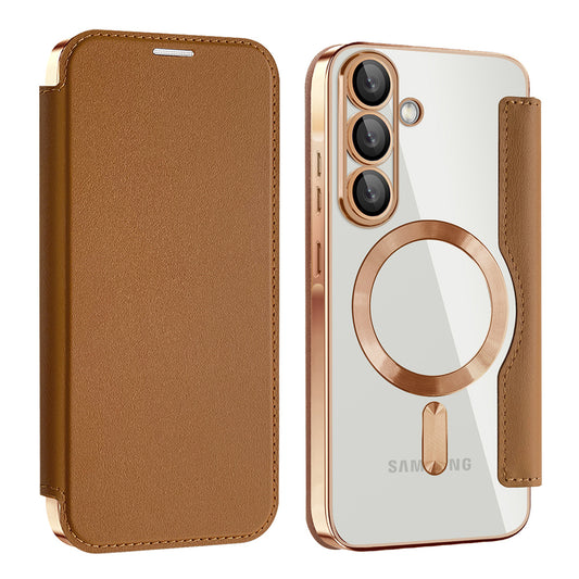 Capa MagSafe para Samsung Galaxy A57 5G, Techsuit, SmartMag Book, Castanho
