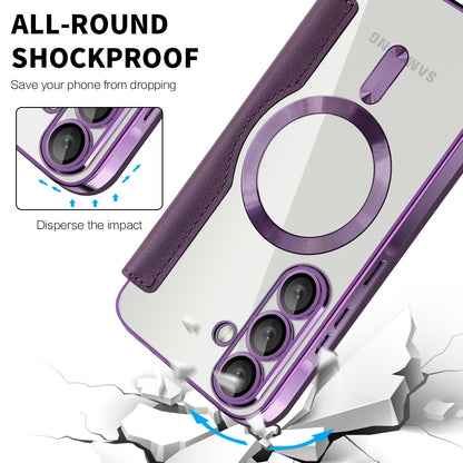 Capa MagSafe para Samsung Galaxy A57 5G, Techsuit, SmartMag Book, Roxo