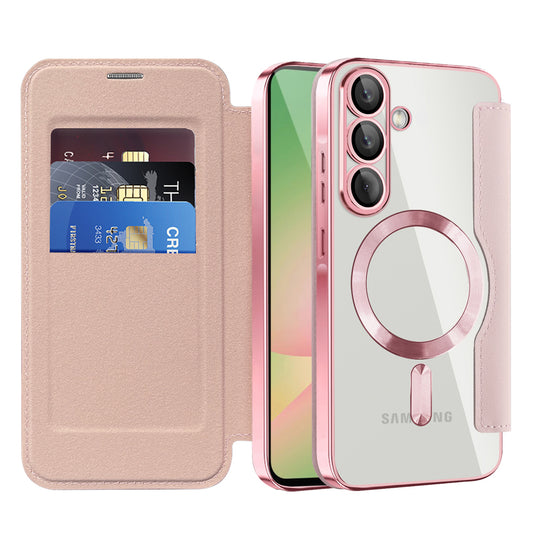 Capa MagSafe para Samsung Galaxy A57 5G, Techsuit, SmartMag Book, Rosa