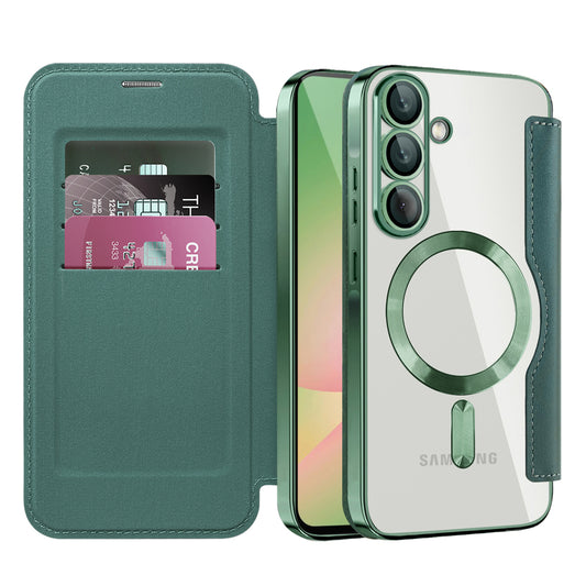 Capa MagSafe para Samsung Galaxy A57 5G, Techsuit, SmartMag Book, Verde