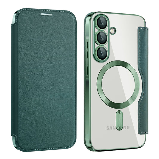 Capa MagSafe para Samsung Galaxy A57 5G, Techsuit, SmartMag Book, Verde