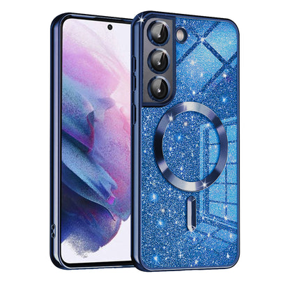 Capa MagSafe para Samsung Galaxy S21 5G G991, Techsuit, Luxury Glitter, Azul Escuro
