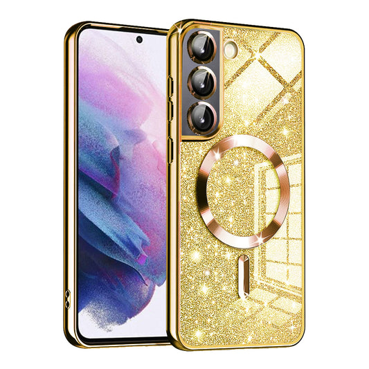 Capa MagSafe para Samsung Galaxy S21 5G G991, Techsuit, Luxury Glitter, Dourada
