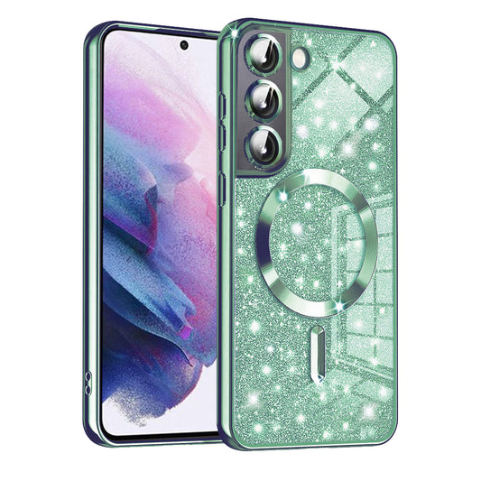 Capa MagSafe para Samsung Galaxy S21 5G G991, Techsuit, Luxury Glitter, Verde Claro