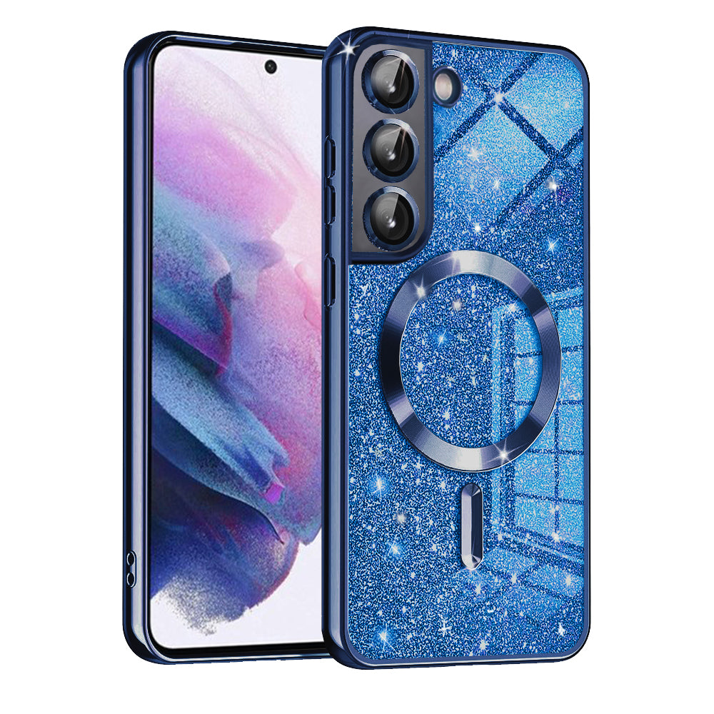 MagSafe Case for Samsung Galaxy S21 FE 5G G990, Techsuit, Luxury Glitter, Dark Blue
