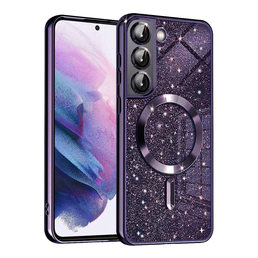 Capa MagSafe para Samsung Galaxy S21 FE 5G G990, Techsuit, Luxury Glitter, Roxo Escuro