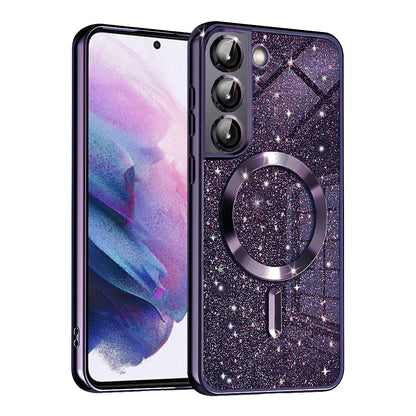 Capa MagSafe para Samsung Galaxy S21 FE 5G G990, Techsuit, Luxury Glitter, Roxo Escuro